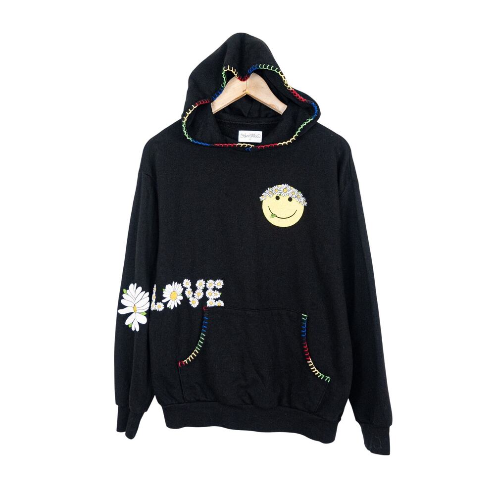 Lauren Moshi Women's Pullover Hoodie Love Smily face Terry cotton XS